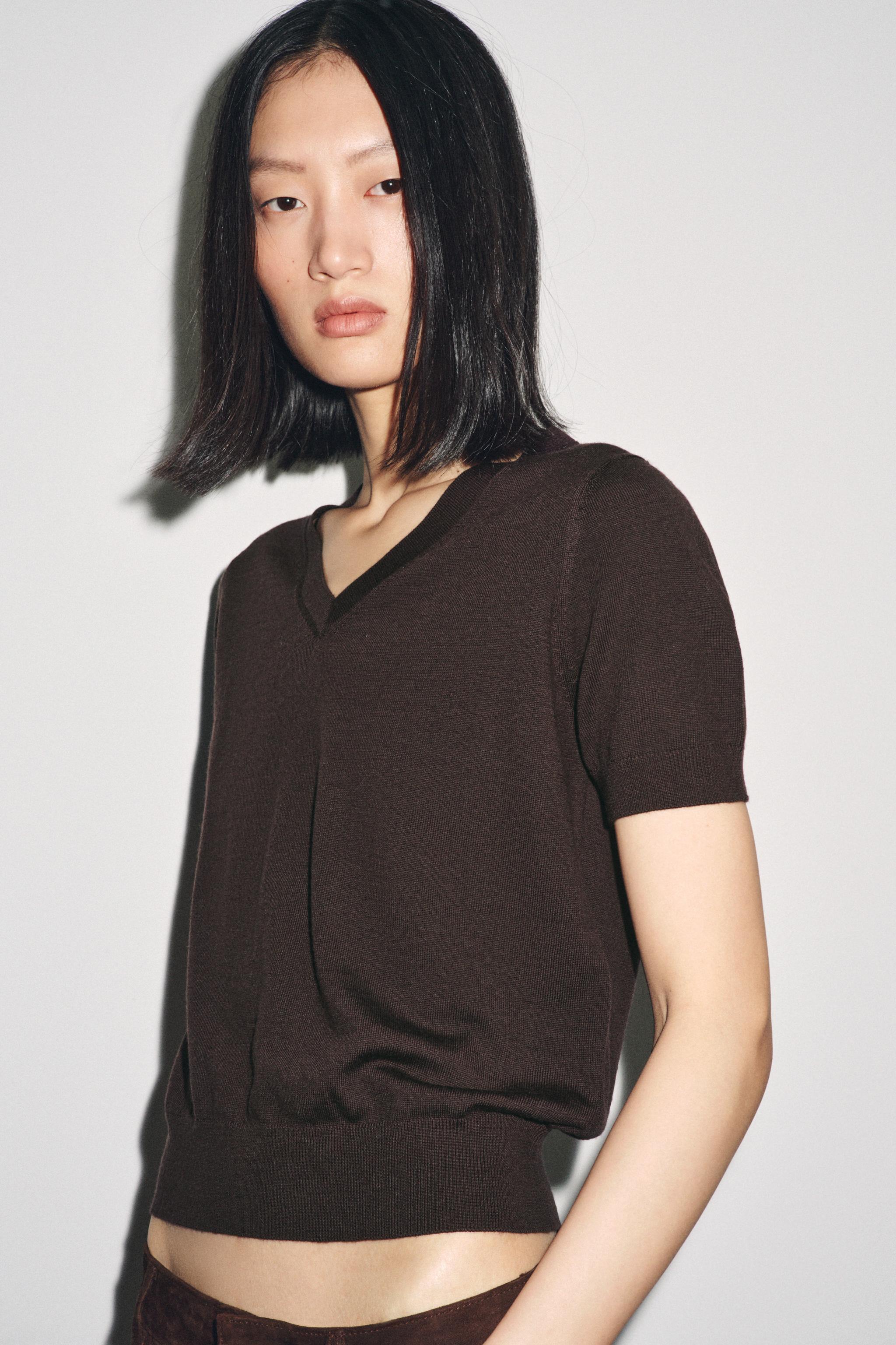 100% WOOL SHORT SLEEVE SWEATER